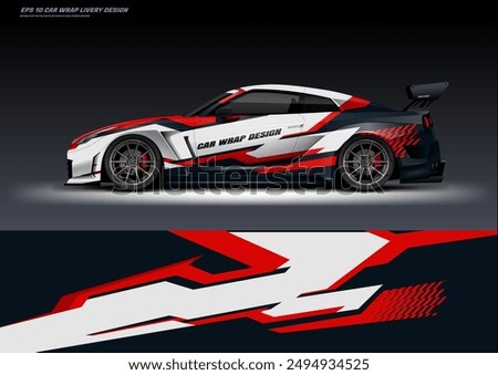Racing Car Wrap Livery design vector file eps 10. ready print for car decal 