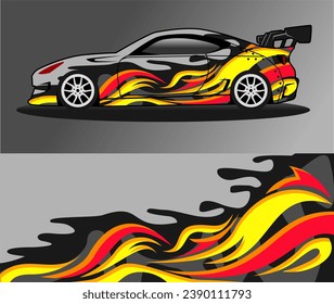 racing car wrap rally livery. design abstract blue strip for car wrap, vinyl sticker, and decal. isolated on black background