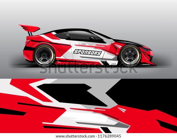 Racing car wrap. red\
abstract strip for racing car wrap, sticker, and decal. vector eps\
10 format.