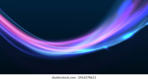 Racing cars dynamic flash effects city road with long exposure night ligh. Laser beams luminous abstract sparkling isolated on a transparent background.