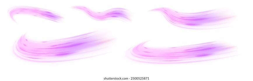Racing cars dynamic flash effects city road with long exposure night ligh. Vector PNG. Laser beams luminous abstract sparkling isolated on a transparent background.	