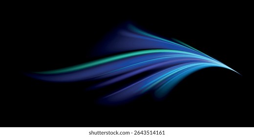 Racing cars dynamic flash effects city road with long exposure. Neon color glowing lines background, high-speed light trails effect. Beautiful glow light flare and spark