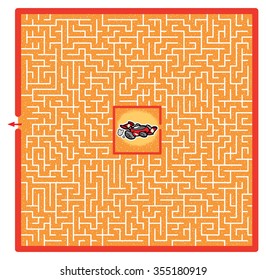 Racing Car's Maze Game (help the Racing Car find its way out - Maze vector puzzle)