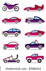 Racing cars, motorcycles and off roads - vector illustration