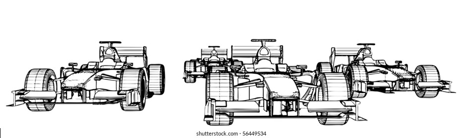 Racing Cars In The Race Vector 05