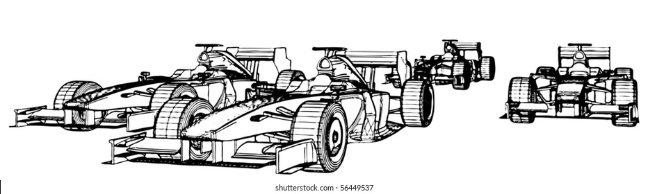 Racing Cars In The Race Vector 06