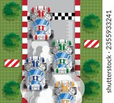 Racing cars. View from above. Vector illustration.
