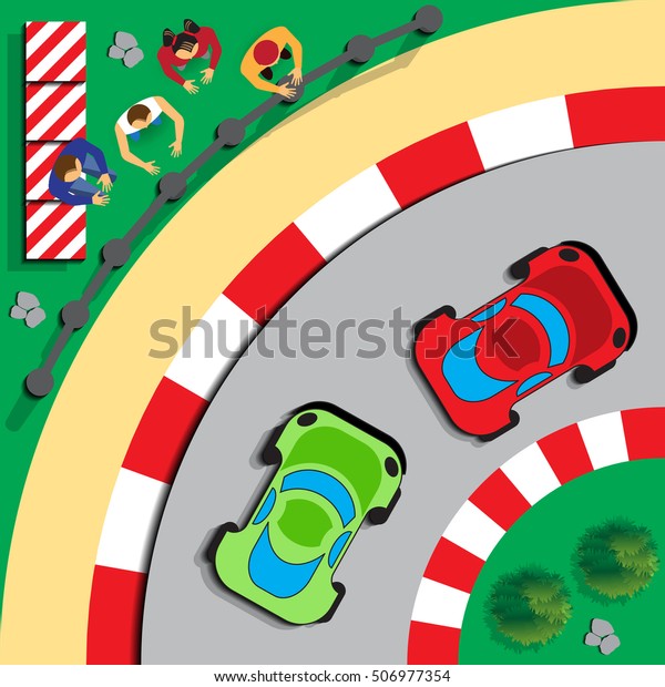 Racing Cars.
View from above. Vector
illustration.