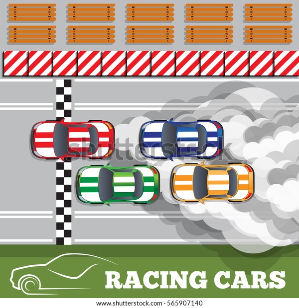 Racing cars.\
View from above. Vector\
illustration.
