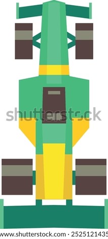 Racing cart top view. Fast speed car color icon