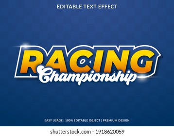 Racing Championship Text Effect Template Design With Bold Style And 3d Concept Use For Business Brand And Logo