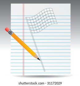 racing checker flag on notebook paper