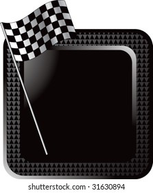 racing checkered flag on black halftone web button