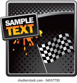 racing checkered flag on grungy splattered background