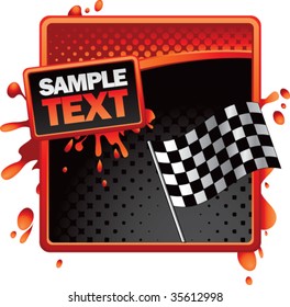 racing checkered flag on grungy splattered background