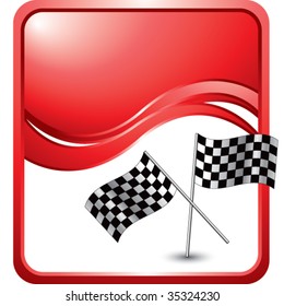 racing checkered flag on modern wave background