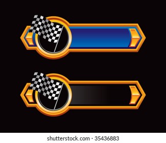 racing checkered flag on ribbon banner