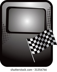 racing checkered flag on template banner