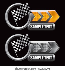 racing checkered flag orange and gray arrows