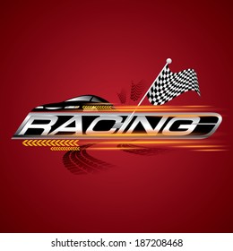 Racing with Checkered Flags Concept Vector