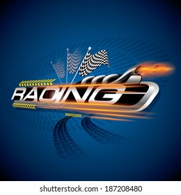 Racing with Checkered Flags Concept Vector