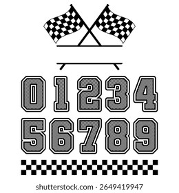Racing Checkered Flags Numbers and Border Set