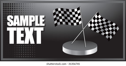 racing checkered flags on banner