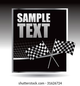 racing checkered flags on black halftone banner