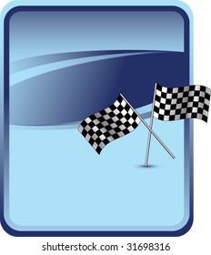 racing checkered flags on blue background