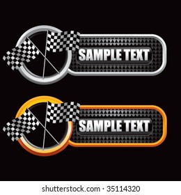 racing checkered flags on diamond textured banners