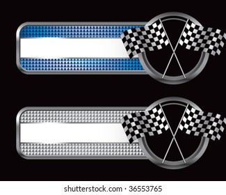 racing checkered flags on diamond textured banners
