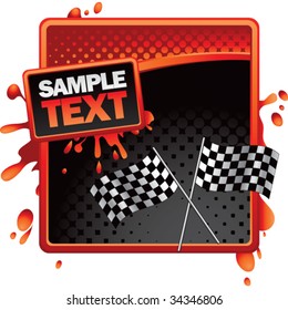 racing checkered flags on grungy splattered background
