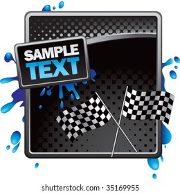 racing checkered flags on grungy splattered background