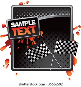 racing checkered flags on grungy splattered background