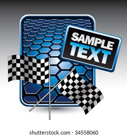 racing checkered flags on hexagon background