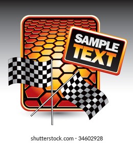 racing checkered flags on hexagon background