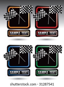 racing checkered flags on nameplates