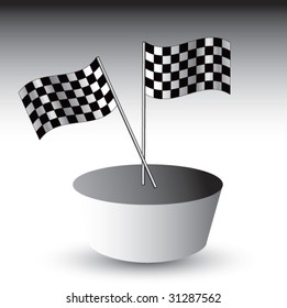 racing checkered flags on racetrack patch