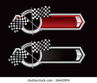 racing checkered flags on ribbon banner