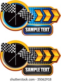 racing checkered flags on shiny arrow banners