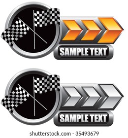 racing checkered flags on shiny arrow banners