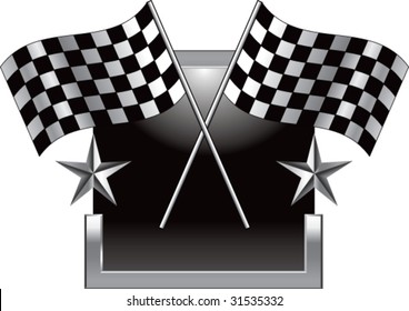 banderas de comprobación de carreras en el fondo de la estrella