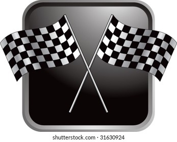 racing checkered flags on web button