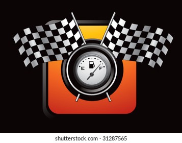 racing checkered flags and speedometer on web icon