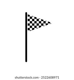 Symbol "Racing Checkered Triangle Flag" Einzeln auf weiß. Vektorgrafik