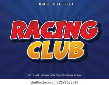 racing club editable text effect template use for business brand and logo