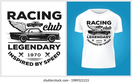 Racing Club, Legendary Inspired by speed t-shirt design - Sport car club t-shirt design