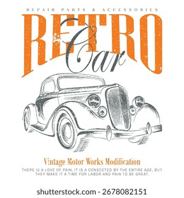 Racing club vector t-shirt print design. American racing. Car print design for t-shirt print, poster, sticker, background and other uses. Race flag, Car, Racing, Race, Speed, Speedway, Road Speed