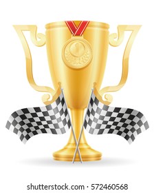 racing cup winner gold stock vector illustration isolated on white background