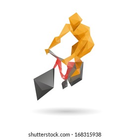 Racing cyclist abstract isolated on a white backgrounds